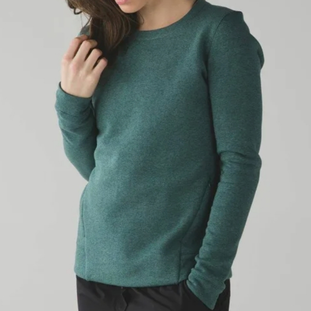 Lululemon Go Endeavor Heathered Green Sweatshirt with Cut Outs in Back